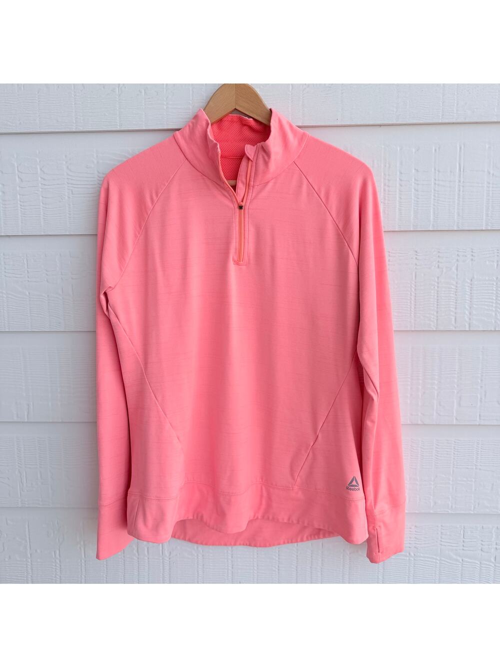 Reebok XL Peach / Coral  1/4 Zip Running Shirt Athletic Pullover